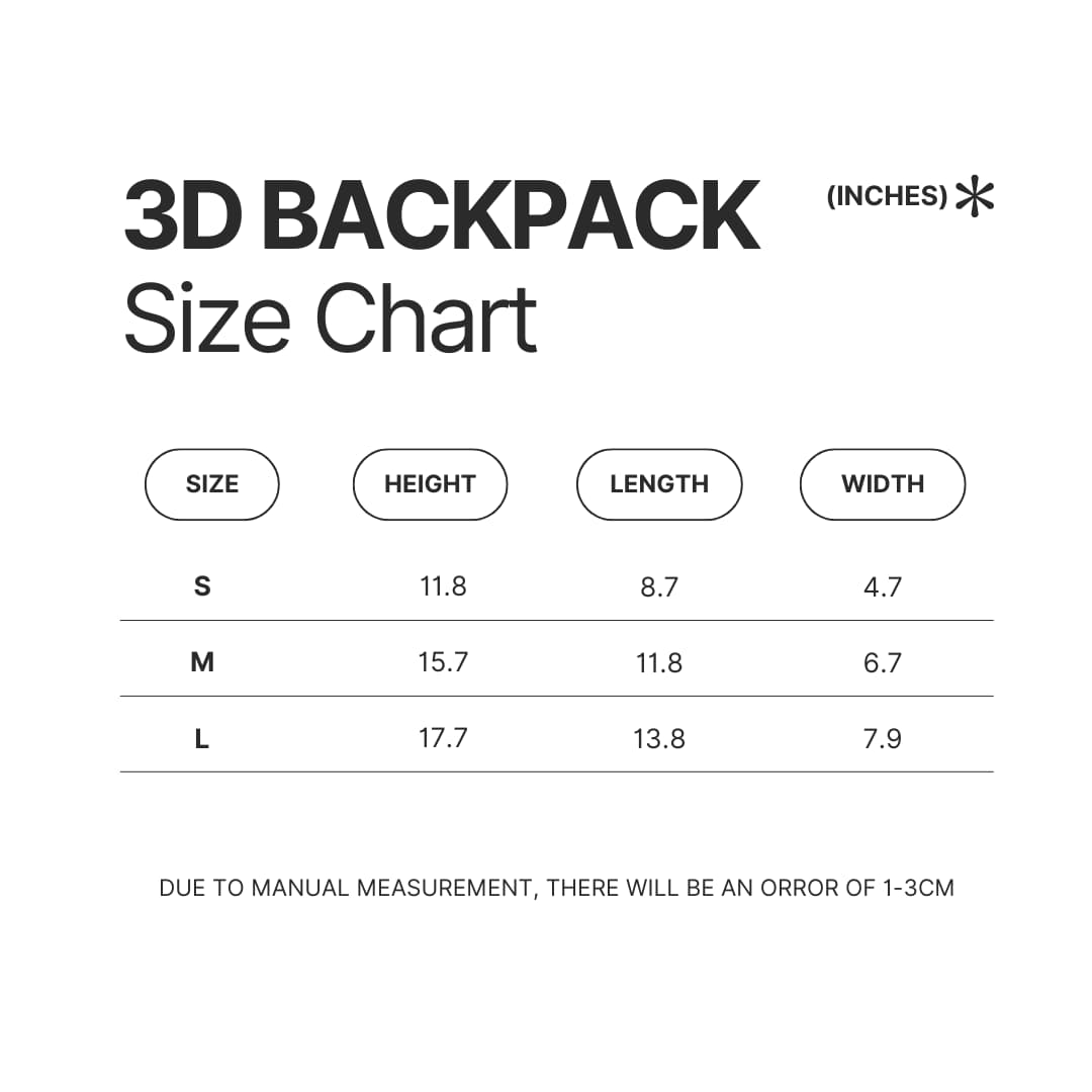 3D Backpack Size Chart - Demon Slayer UK Shop