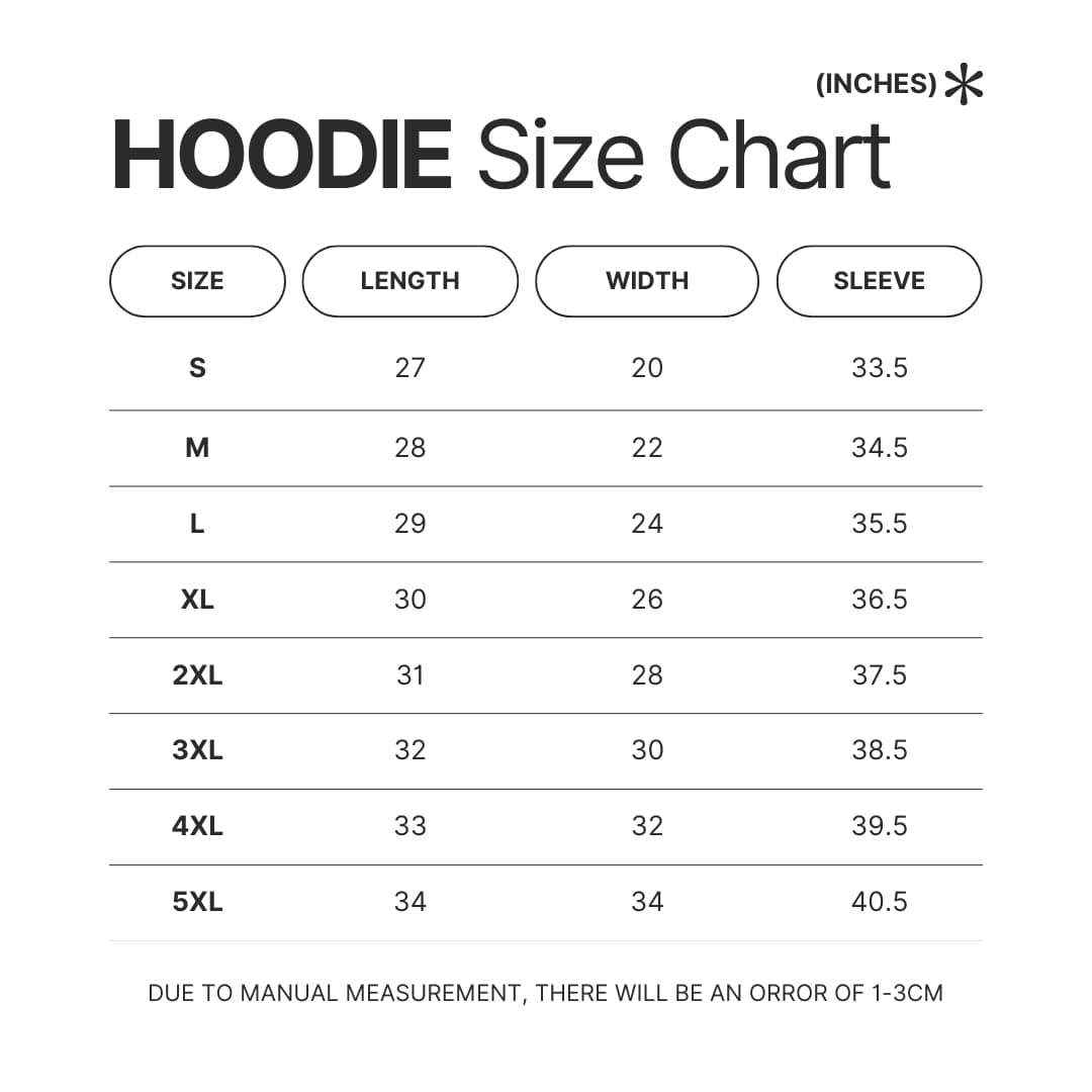 Hoodie Size Chart - Demon Slayer UK Shop