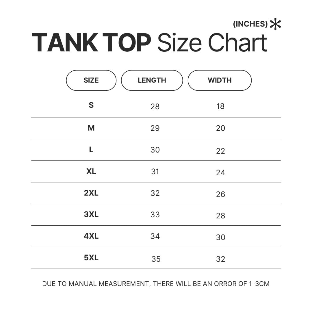 Tank Top Size Chart - Demon Slayer UK Shop