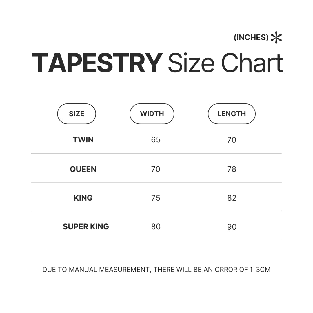 Tapestry Size Chart - Demon Slayer UK Shop
