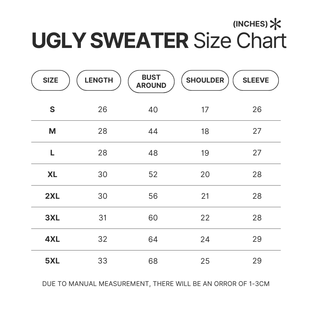Ugly Sweater Size Chart - Demon Slayer UK Shop