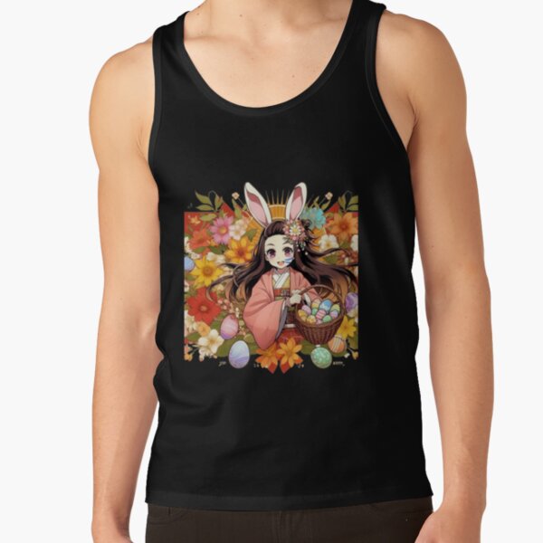 Nezuko S Easter Spirit Anime Meets Spring Joy Tank Top - Image 4
