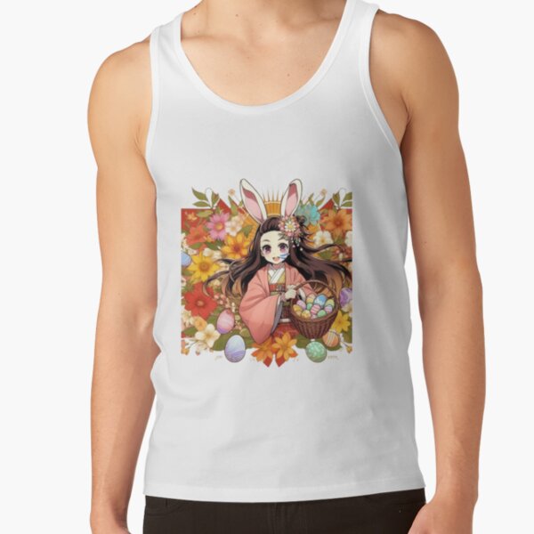 Nezuko S Easter Spirit Anime Meets Spring Joy Tank Top - Image 2