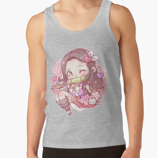 Cute Nezuko Demon Slayer Fanart Tank Top - Image 4