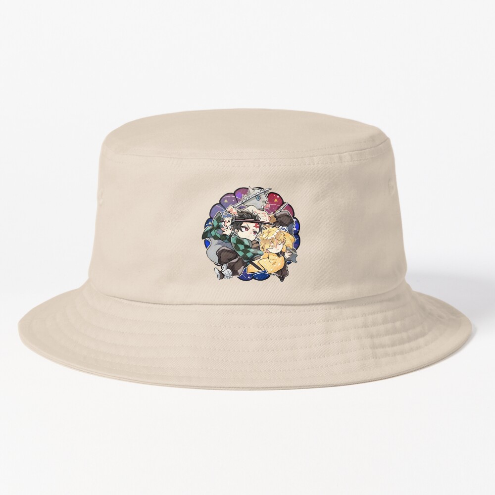 Amazing Art Work Of Slayer Yaiba Animes Trio Friends Bucket Hat