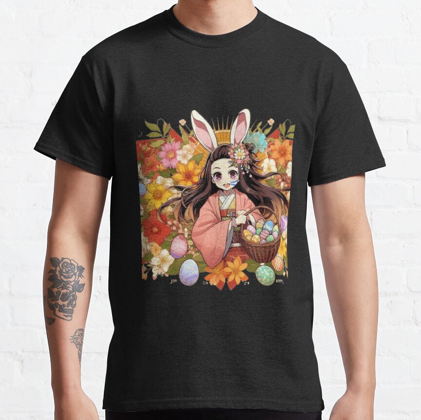 Nezuko S Easter Spirit Anime Meets Spring Joy T-shirt - Image 4