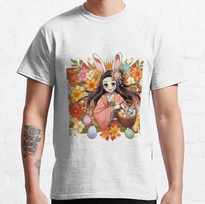 Nezuko S Easter Spirit Anime Meets Spring Joy T-shirt - Image 2