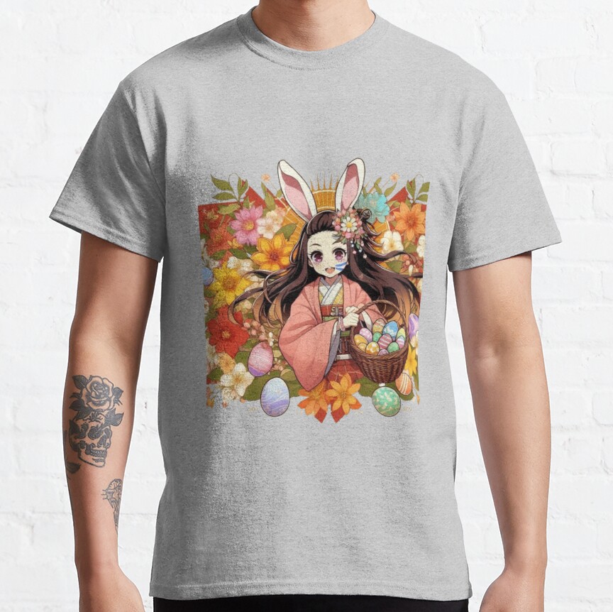 Nezuko S Easter Spirit Anime Meets Spring Joy T-shirt - Image 5