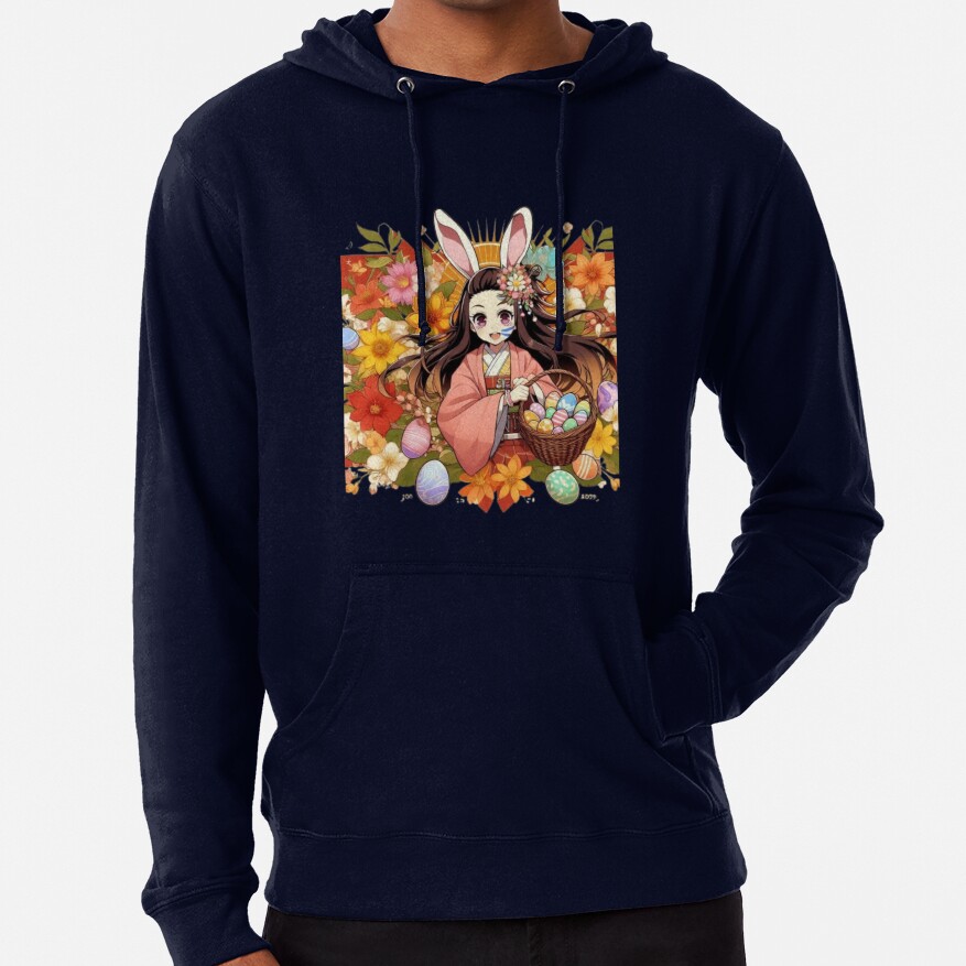 Nezuko S Easter Spirit Anime Meets Spring Joy Hoodie - Image 6
