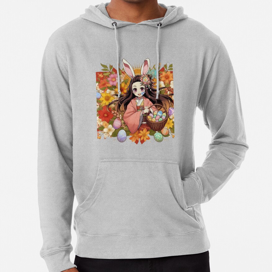 Nezuko S Easter Spirit Anime Meets Spring Joy Hoodie - Image 5