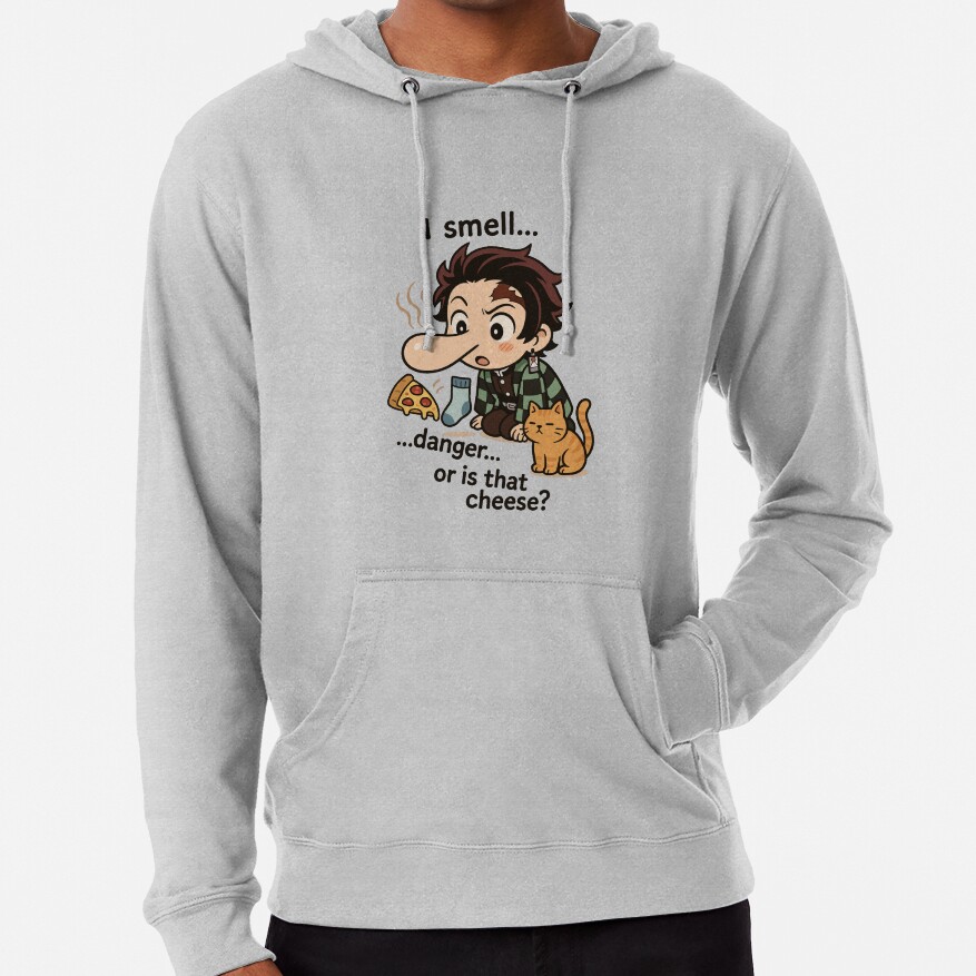 Chibi Tanjiro Sniffing Danger Or Cheese Hoodie - Image 5