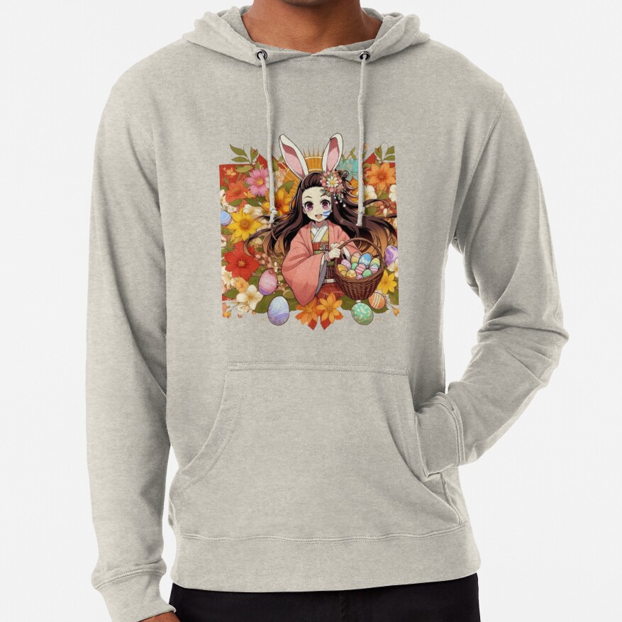 Nezuko S Easter Spirit Anime Meets Spring Joy Hoodie - Image 4