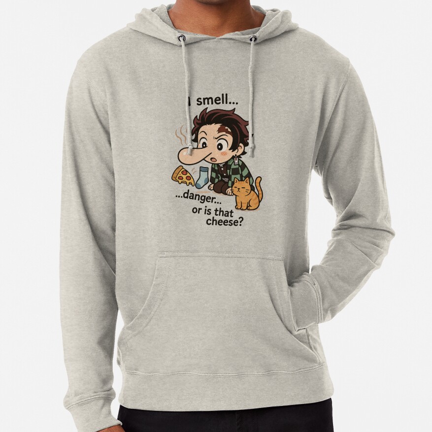 Chibi Tanjiro Sniffing Danger Or Cheese Hoodie - Image 4