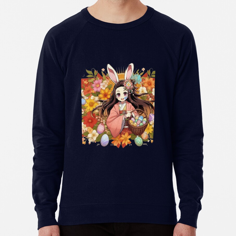 Nezuko S Easter Spirit Anime Meets Spring Joy Sweatshirt - Image 6