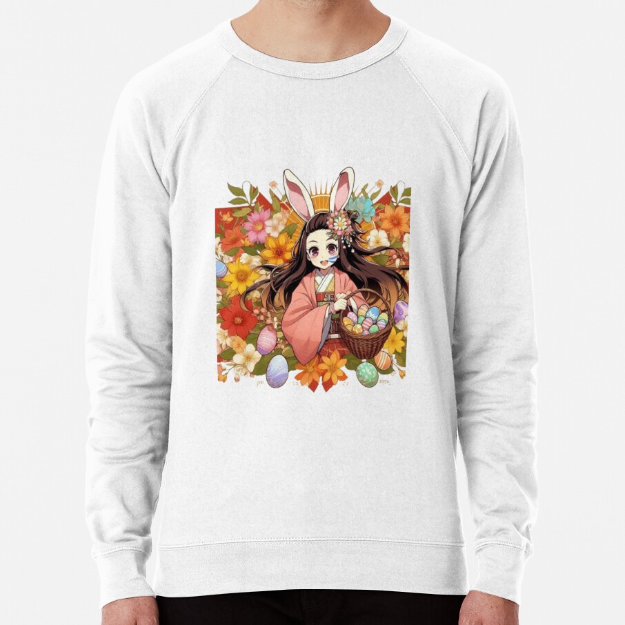 Nezuko S Easter Spirit Anime Meets Spring Joy Sweatshirt - Image 2