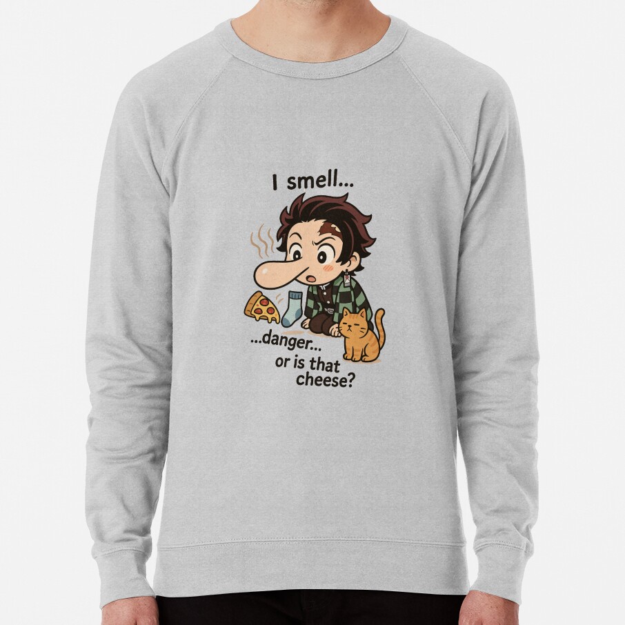 Chibi Tanjiro Sniffing Danger Or Cheese Sweatshirt - Image 5