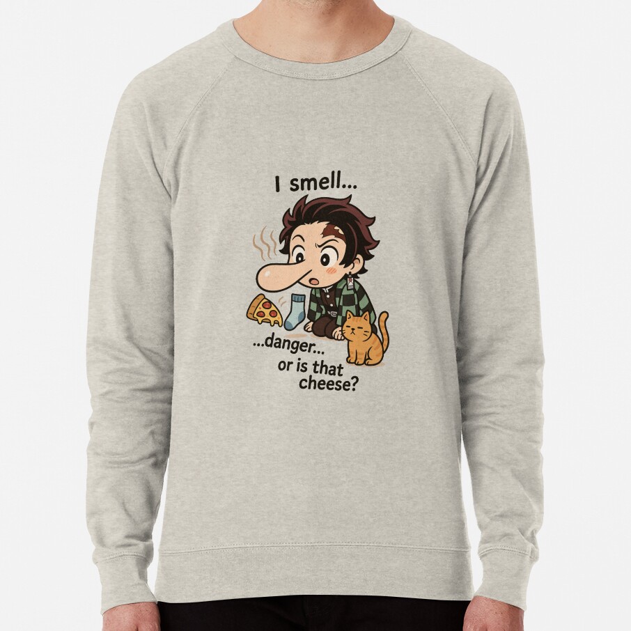 Chibi Tanjiro Sniffing Danger Or Cheese Sweatshirt - Image 4