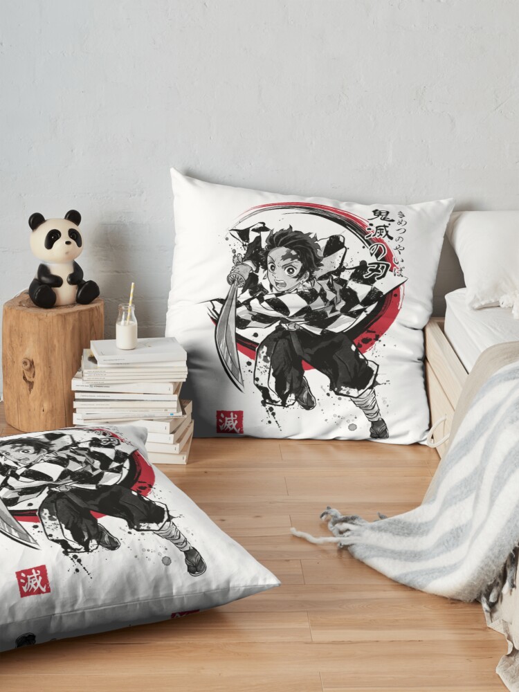 Demon Slayer Sumi E Throw Pillow - Image 2