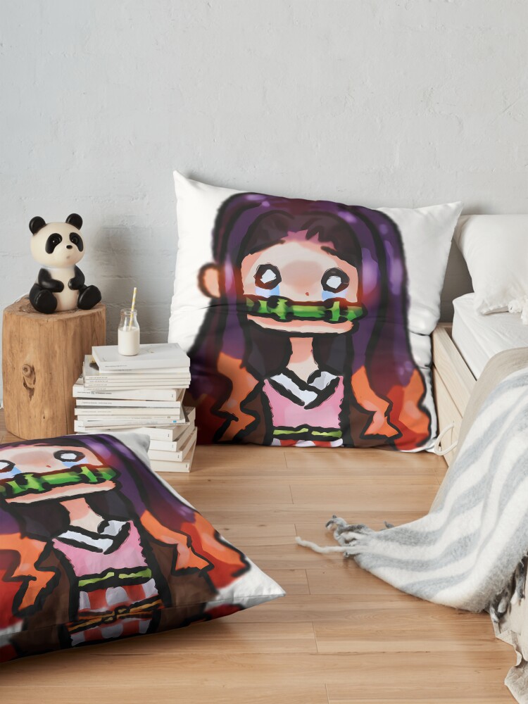 Cute Chibi Nezuko Demon Slayer Throw Pillow - Image 2