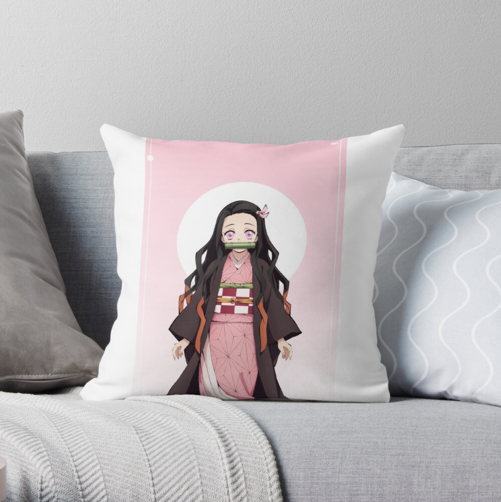 Awaken Your Demonic Side With The Exclusive Nezuko Demon Slayer Design Throw Pillow