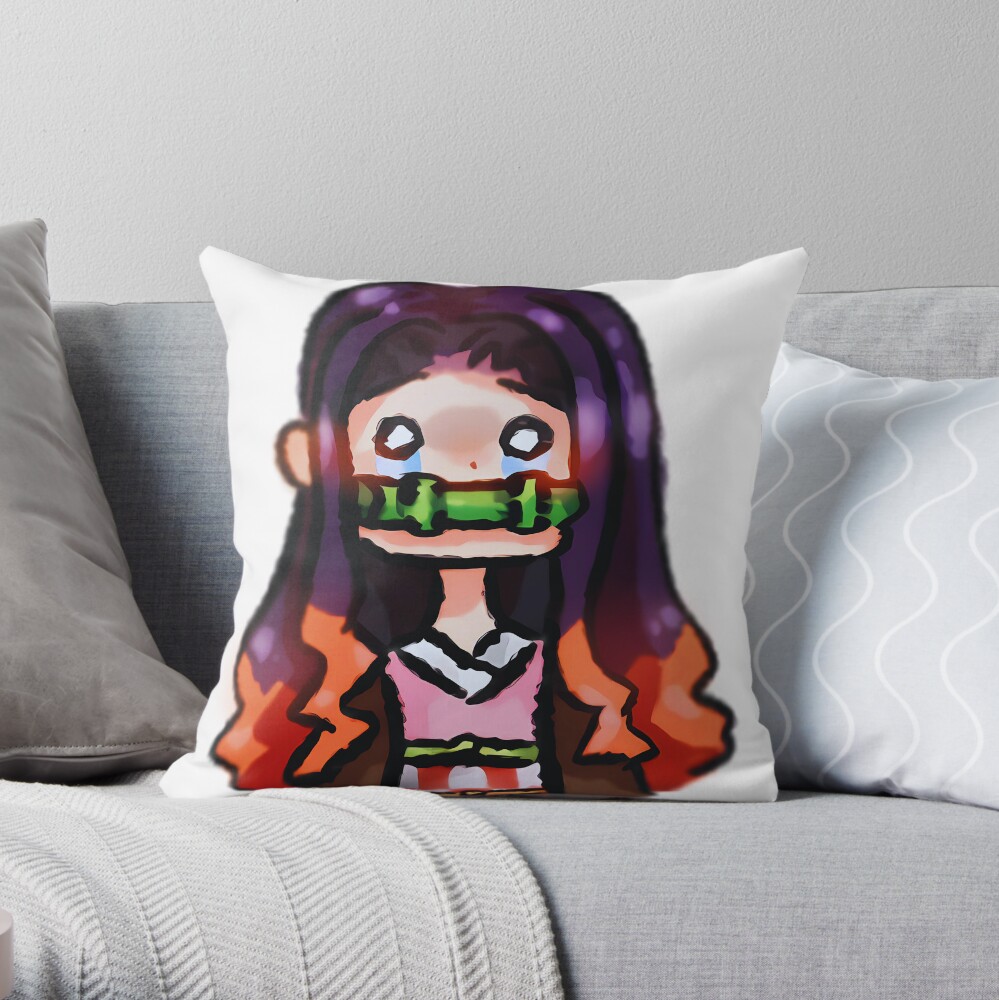 Cute Chibi Nezuko Demon Slayer Throw Pillow