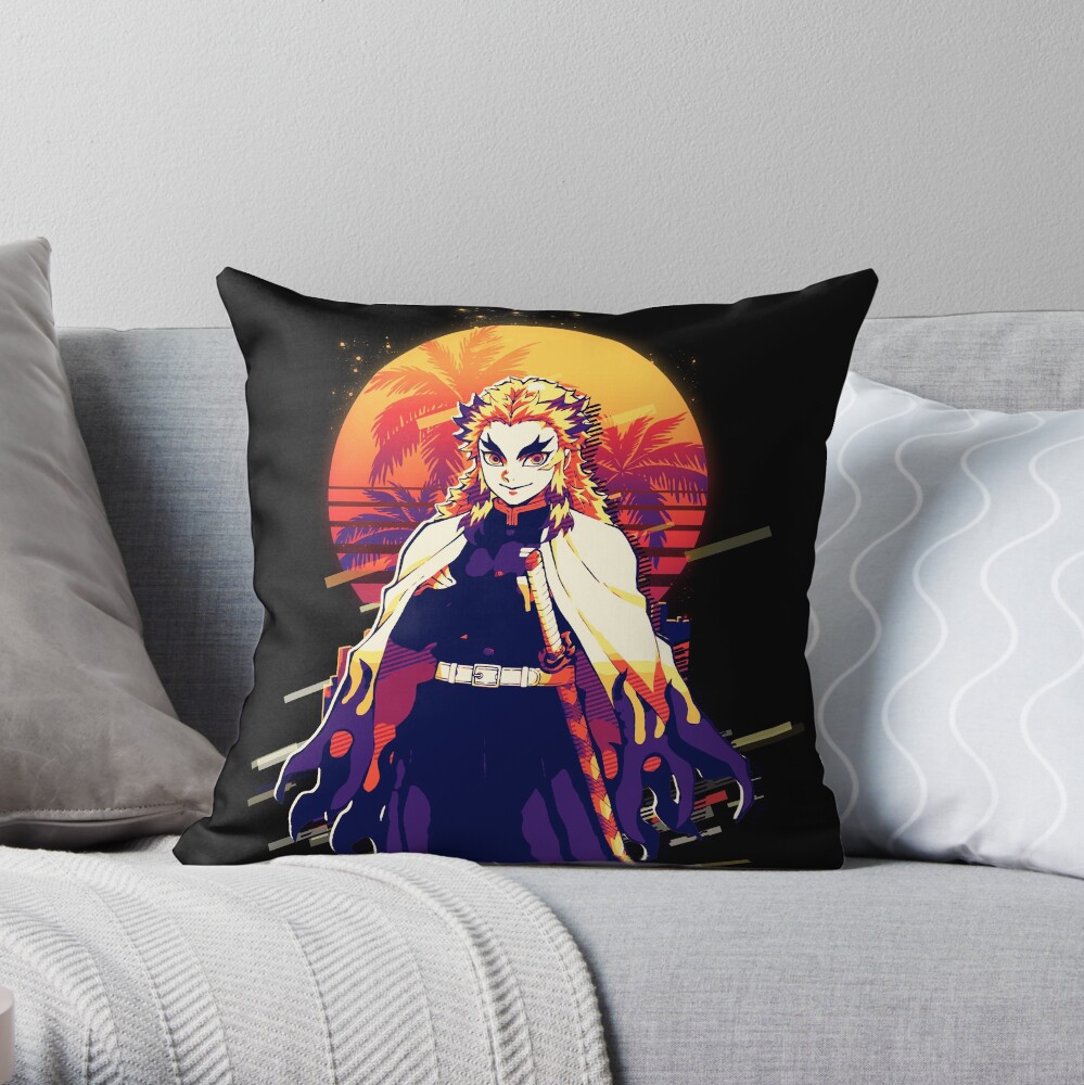 Kyojuro Rengoku Retro Art Throw Pillow