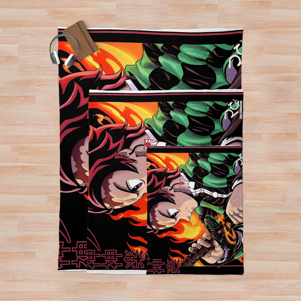 Flammable Art Work Of Slayer Yaiba Animes Film Throw Blanket - Image 3