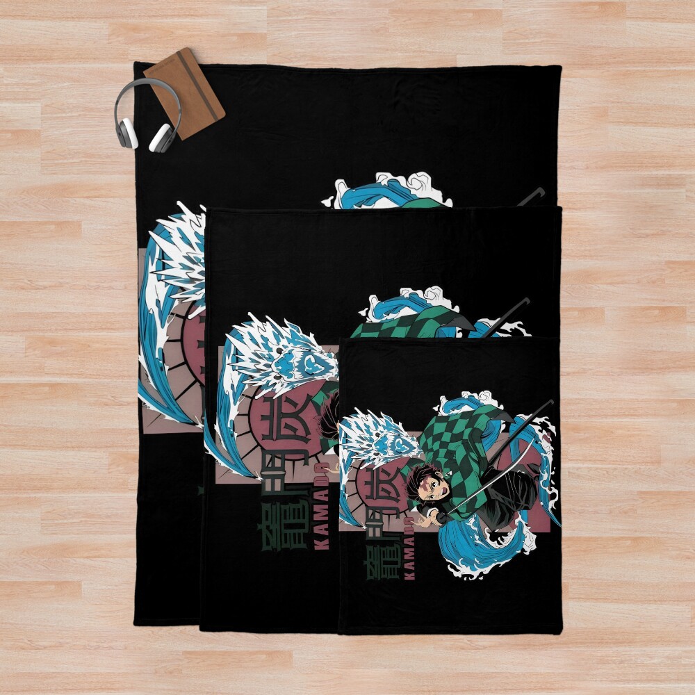 Amazing Art Work Of Slayer Yaiba Animes Film Water Dragon Throw Blanket - Image 3