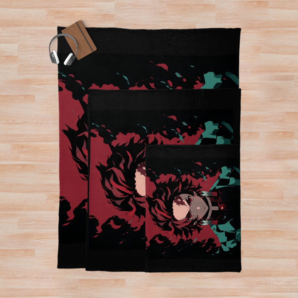Tanjiro Kamado Demon Slayer 1 Throw Blanket - Image 3