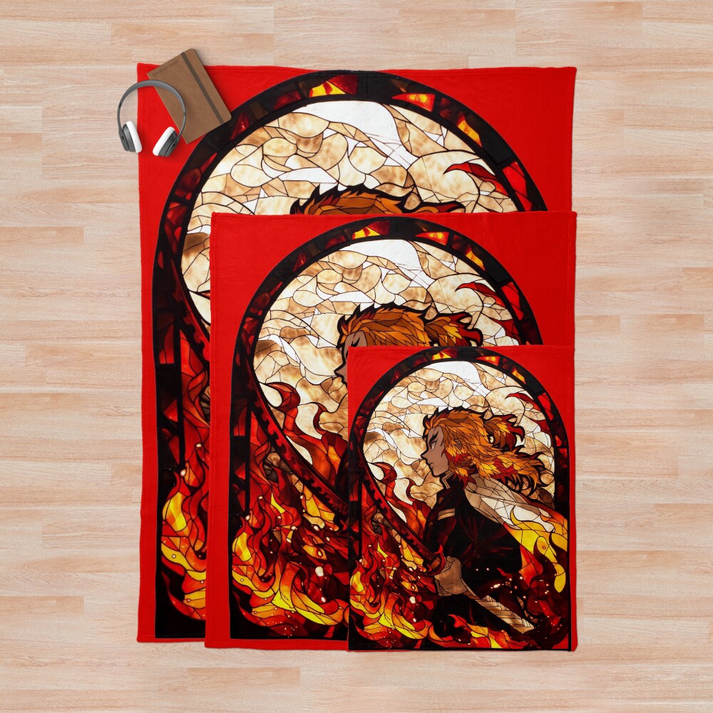 Stained Glass Flame Slayer Throw Blanket - Image 3