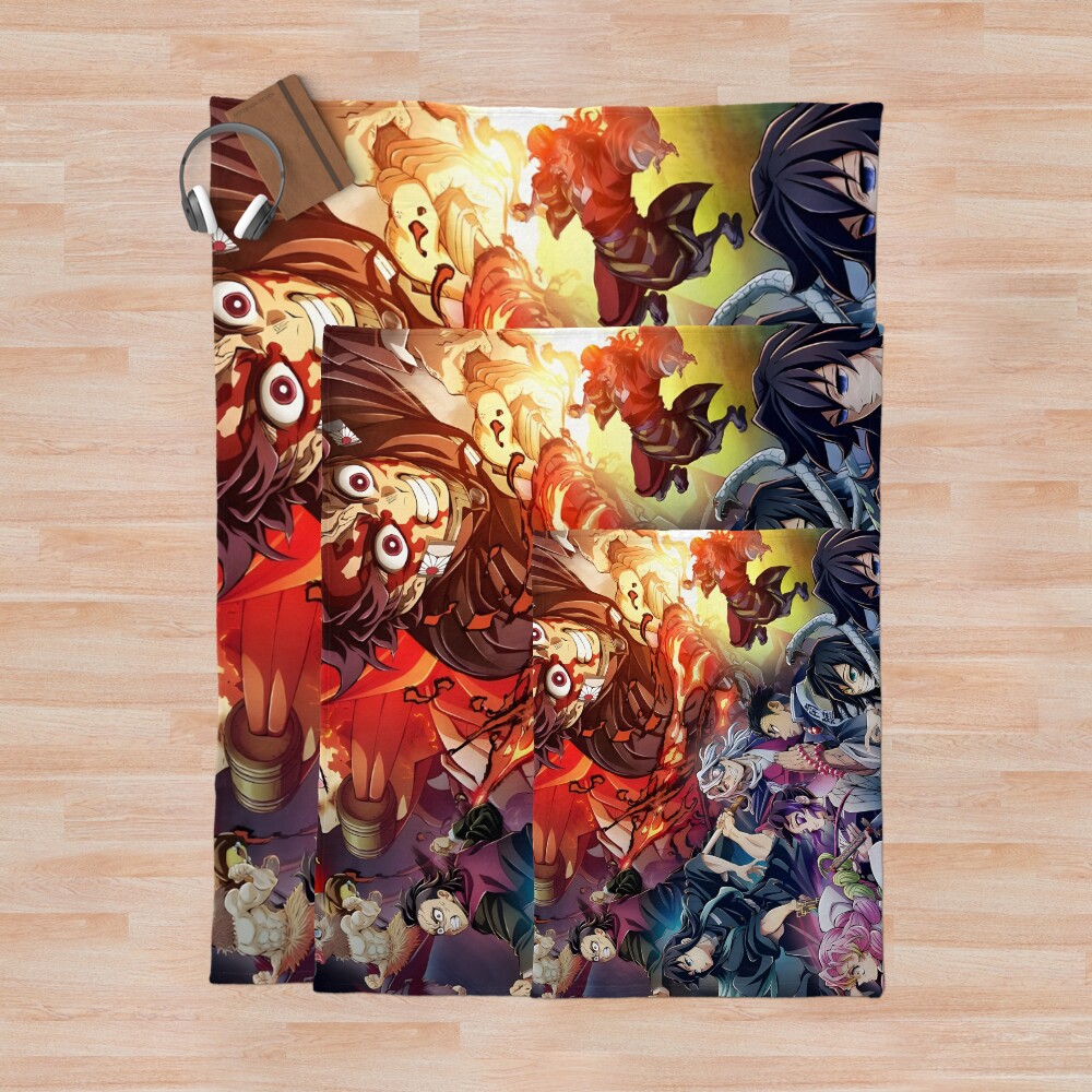 Demon Slayer Kimetsu No Yaiba Demon Slayer Cover Image Throw Blanket - Image 3