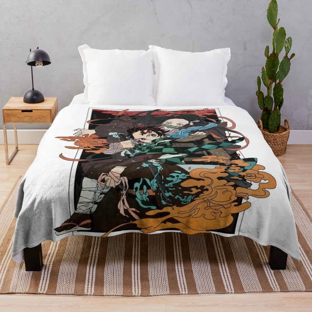 Art Work Of Amazing Slayer Yaiba Animes Japan Throw Blanket