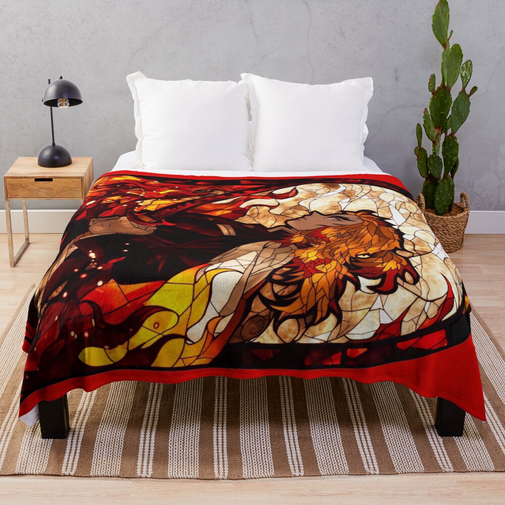 Stained Glass Flame Slayer Throw Blanket