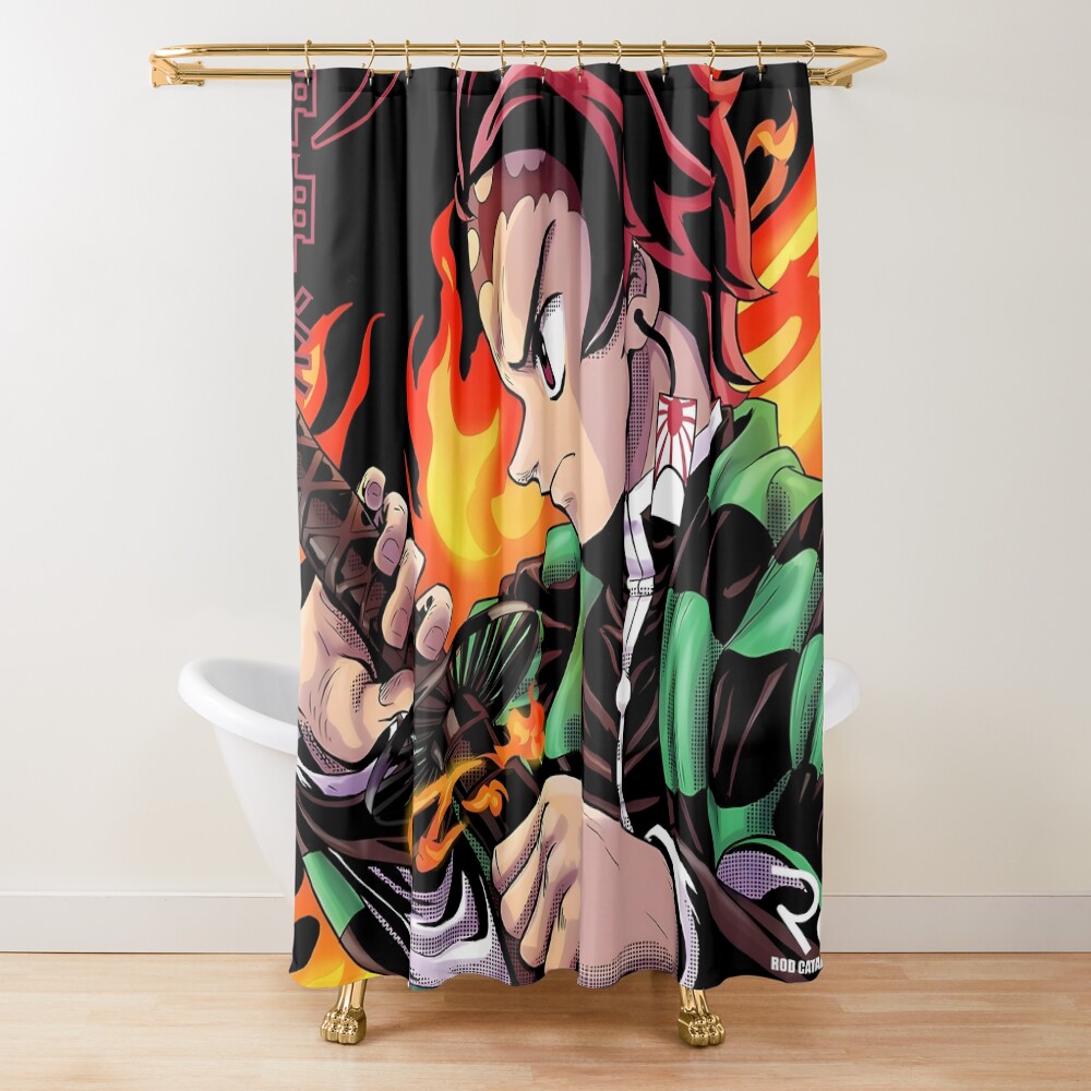 Flammable Art Work Of Slayer Yaiba Animes Film Shower Curtain