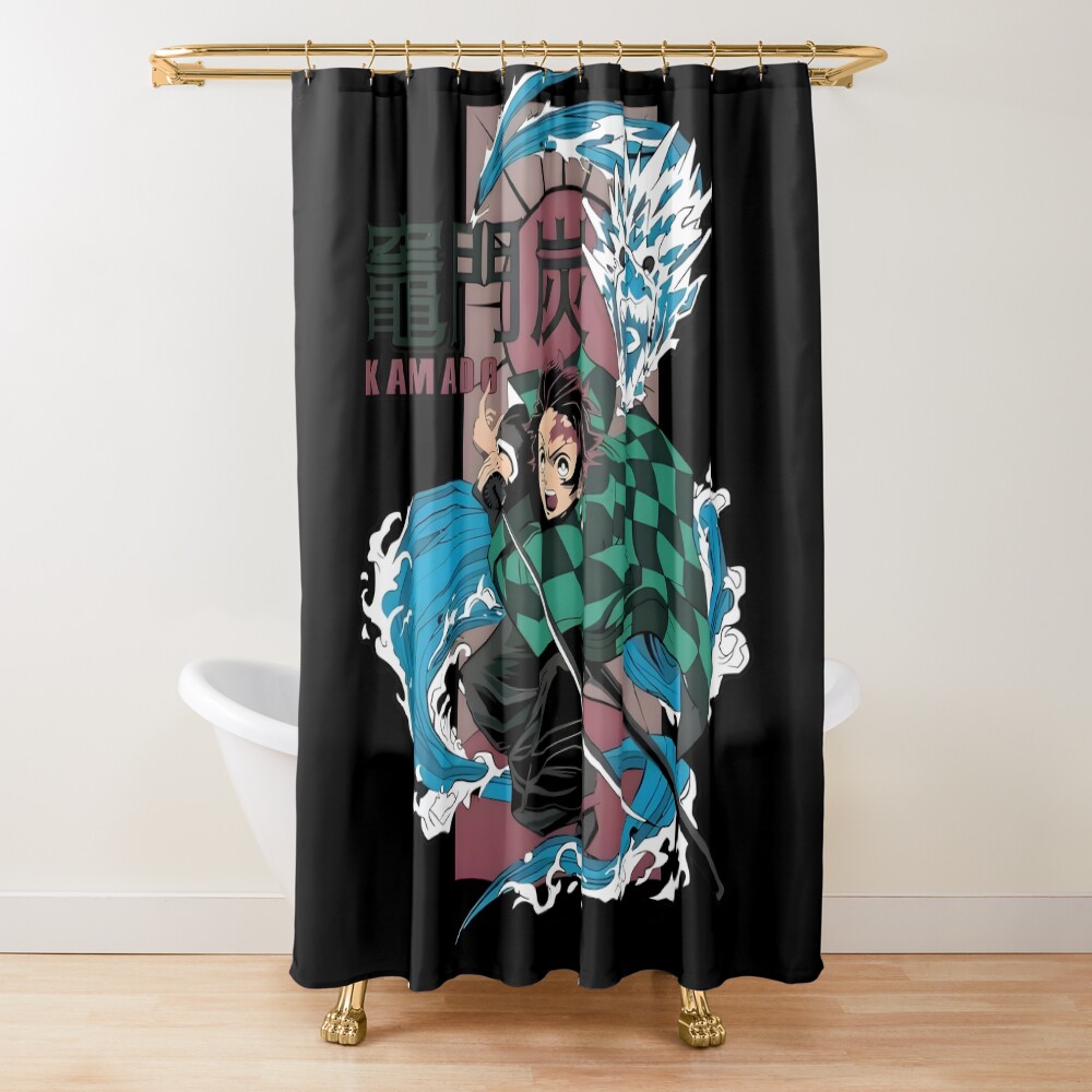 Amazing Art Work Of Slayer Yaiba Animes Film Water Dragon Shower Curtain