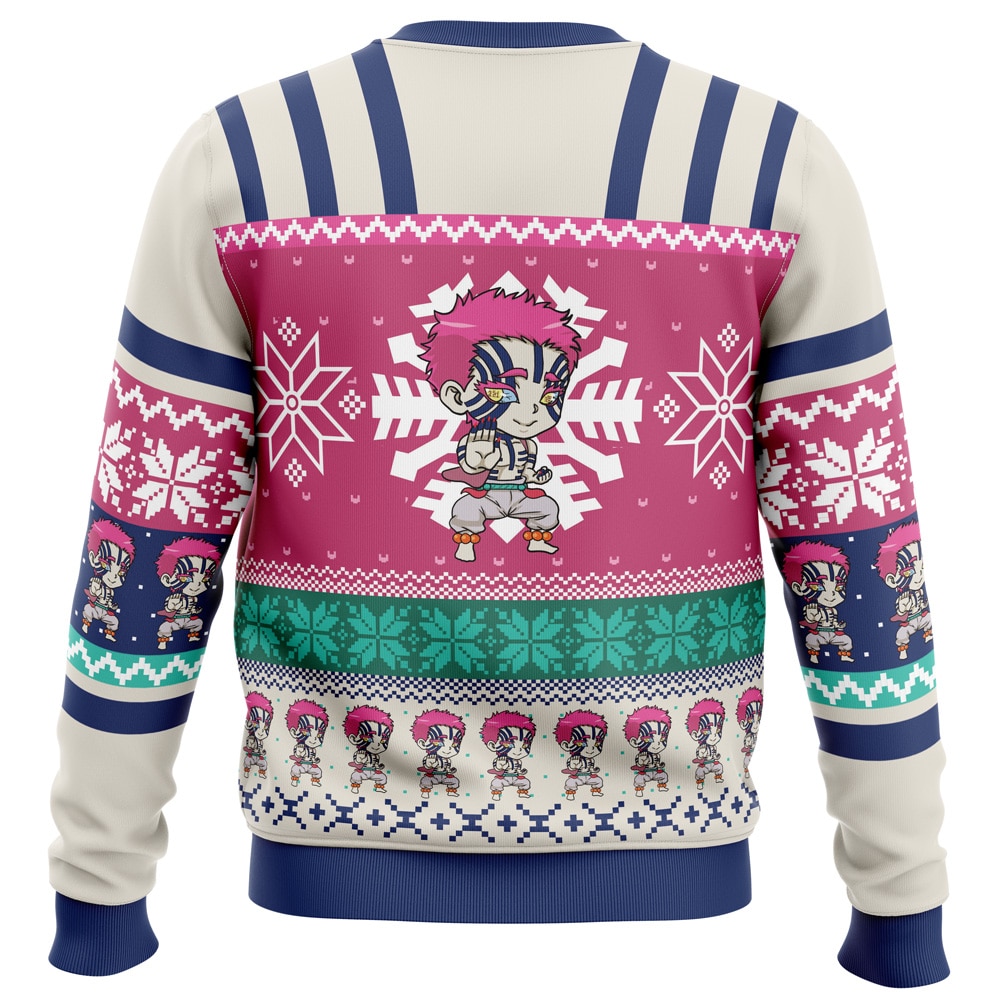 Chibi Christmas Akaza Demon Slayer Ugly Christmas Sweater - Image 2