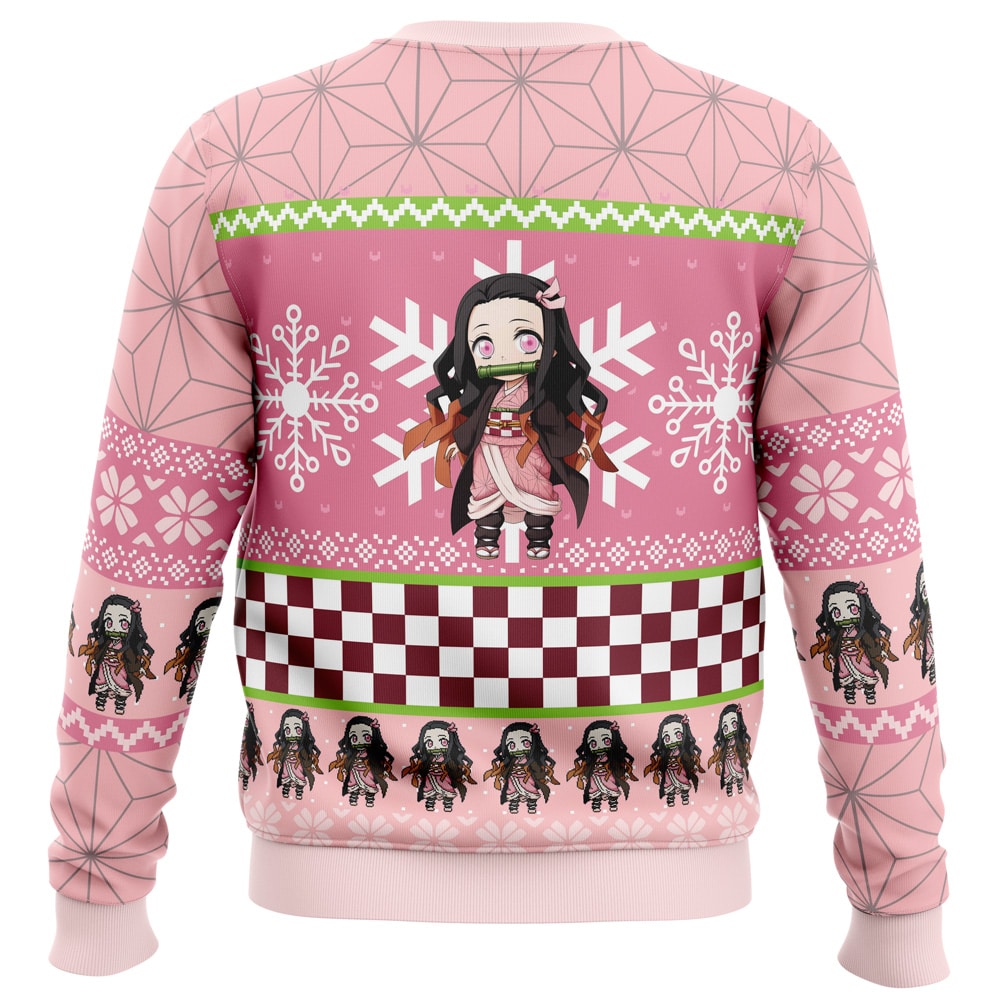 Chibi Christmas Nezuko Kamado Demon Slayer Ugly Christmas Sweater - Image 2