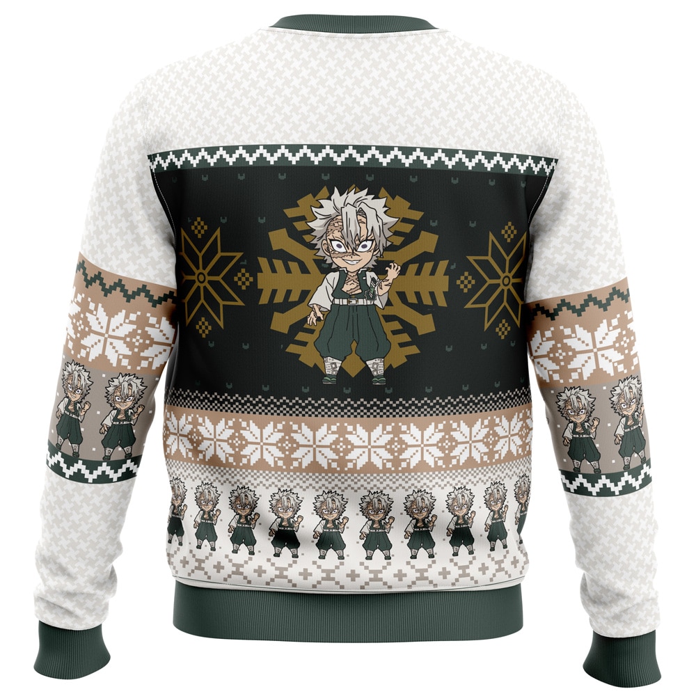 Chibi Christmas Sanemi Shinazugawa Demon Slayer Ugly Christmas Sweater - Image 2