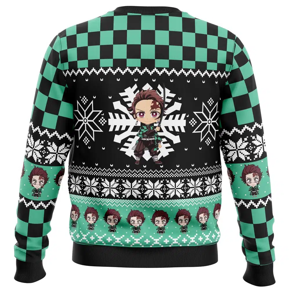 Chibi Christmas Tanjiro Kamado Demon Slayer Ugly Christmas Sweater - Image 2