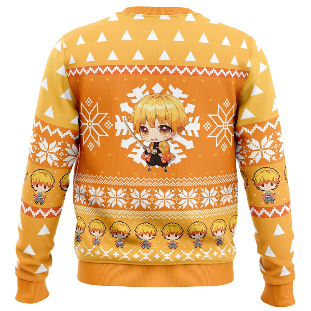 Chibi Christmas Zenitsu Agatsuma Demon Slayer Ugly Christmas Sweater - Image 2