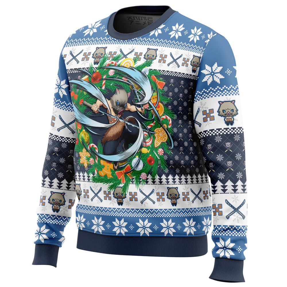 Christmas Hashibira Inosuke Demon Slayer Ugly Christmas Sweater - Image 2