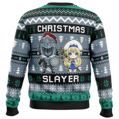 Christmas Slayer Goblin Slayer Ugly Christmas Sweater BACK mockup - Demon Slayer UK Shop