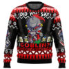 Did You Say Goblin Slayer Ugly Christmas Sweater FRONT Mockup - Demon Slayer UK Shop