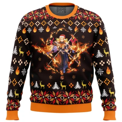 Fire Rengoku Demon Slayer men sweatshirt FRONT mockup - Demon Slayer UK Shop