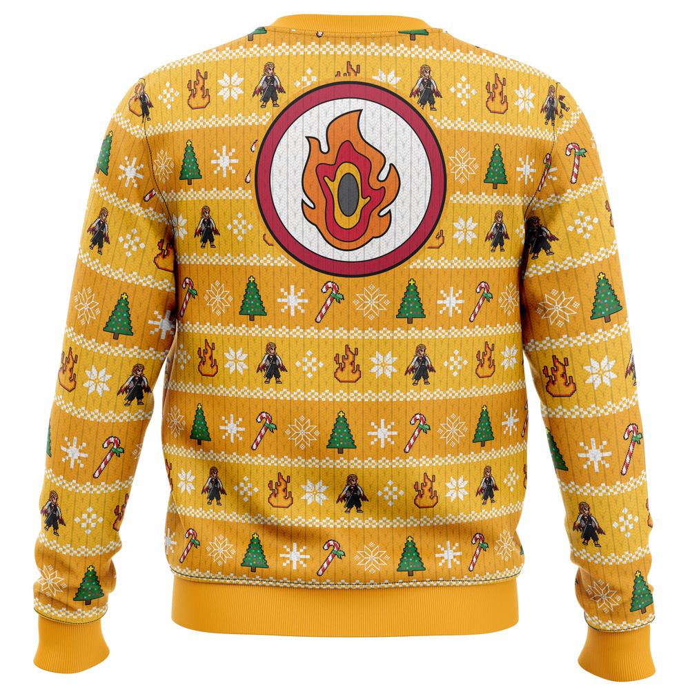 Heart Ablaze Rengoku Demon Slayer Christmas Sweater - Image 4