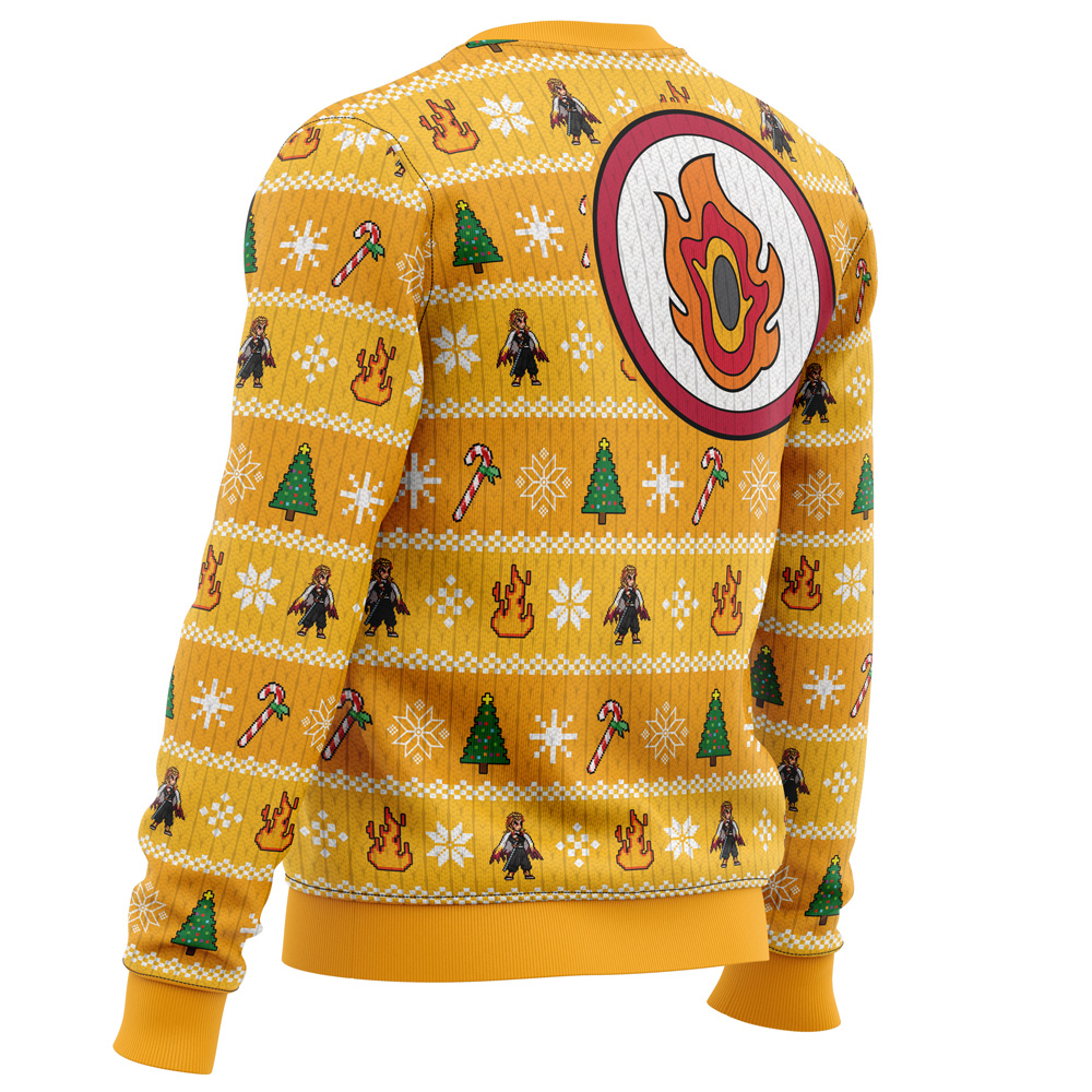 Heart Ablaze Rengoku Demon Slayer Christmas Sweater - Image 3