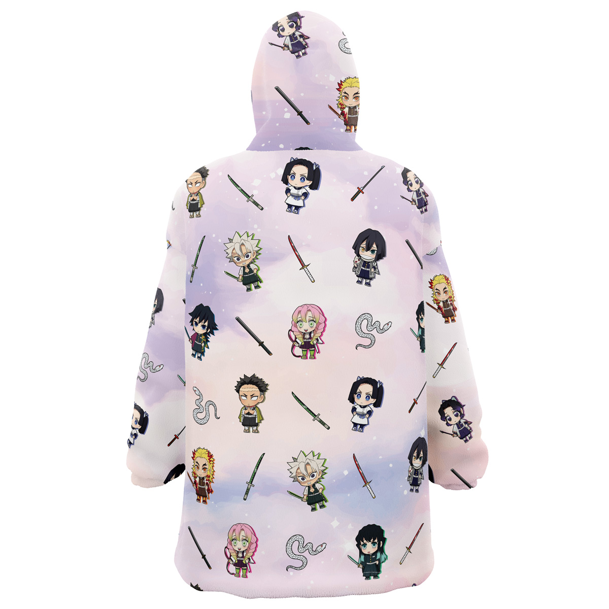 Chibi Hashira Pattern Demon Slayer Snug Oversized Blanket Hoodie - Image 2