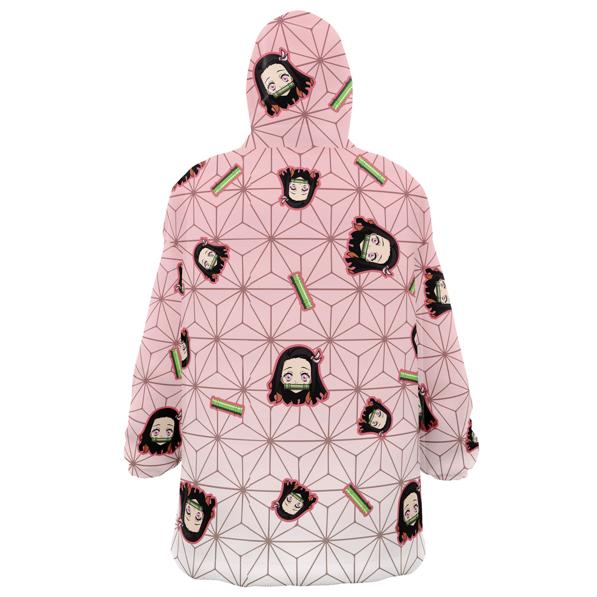 Nezuko Kamado Pattern Demon Slayer Snug Oversized Blanket Hoodie - Image 2
