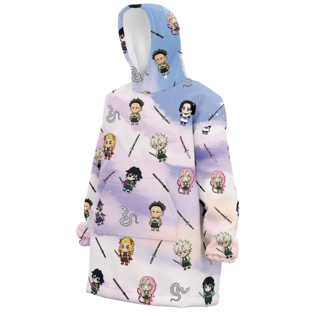 Chibi Hashira Pattern Demon Slayer Snug Oversized Blanket Hoodie - Image 3