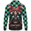 Trippy Kamado Tanjiro Demon Slaye Lightweight Hoodie BACK mockup - Demon Slayer UK Shop